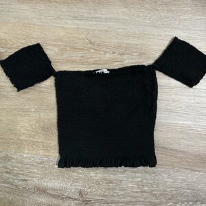 Gaze Black tube top w attached sleeves